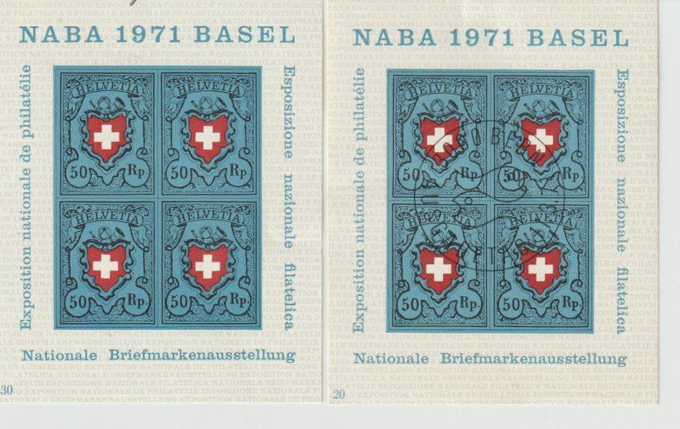 Tous les timbres: NABA 71 Block  1x **  1x gest. – Neuf (Voir description) à Lausanne par Whorvath