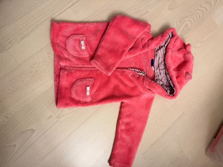 Pinke Fleecejacke mit Kapuze und Ohren, Grösse 86/92