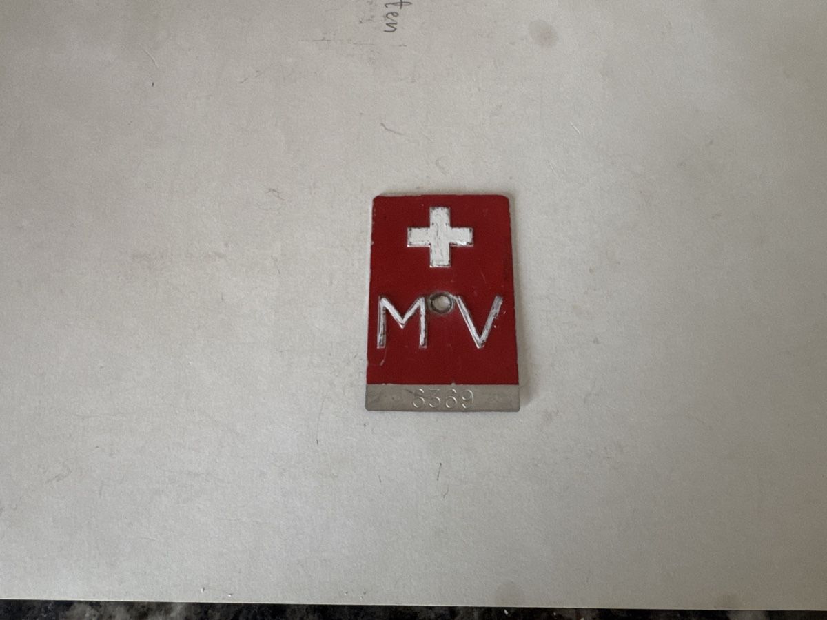 Schweizer Armee Insegne: Velonummer-Militär-M-V. – Usato da Mellingen venduto da Wupper