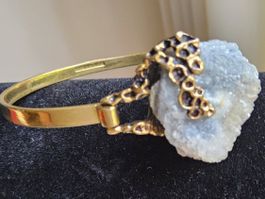 Vintage Drusen Quarz Armreif, Made in Finland, 60er Jahre