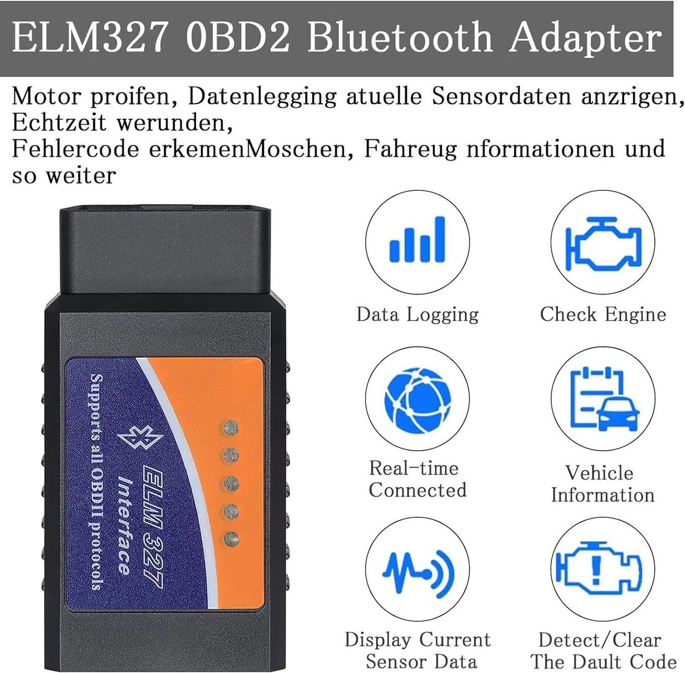 Scanner: OBD2 ELM327 Bluetooth Diagnosegerät Auto IOS Tester Scanner – Nuovo (secondo la descrizione) da Kirchdorf AG venduto da Apost008 5