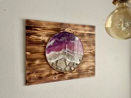 Uhr, Wanduhr, Kunstharz, Holz