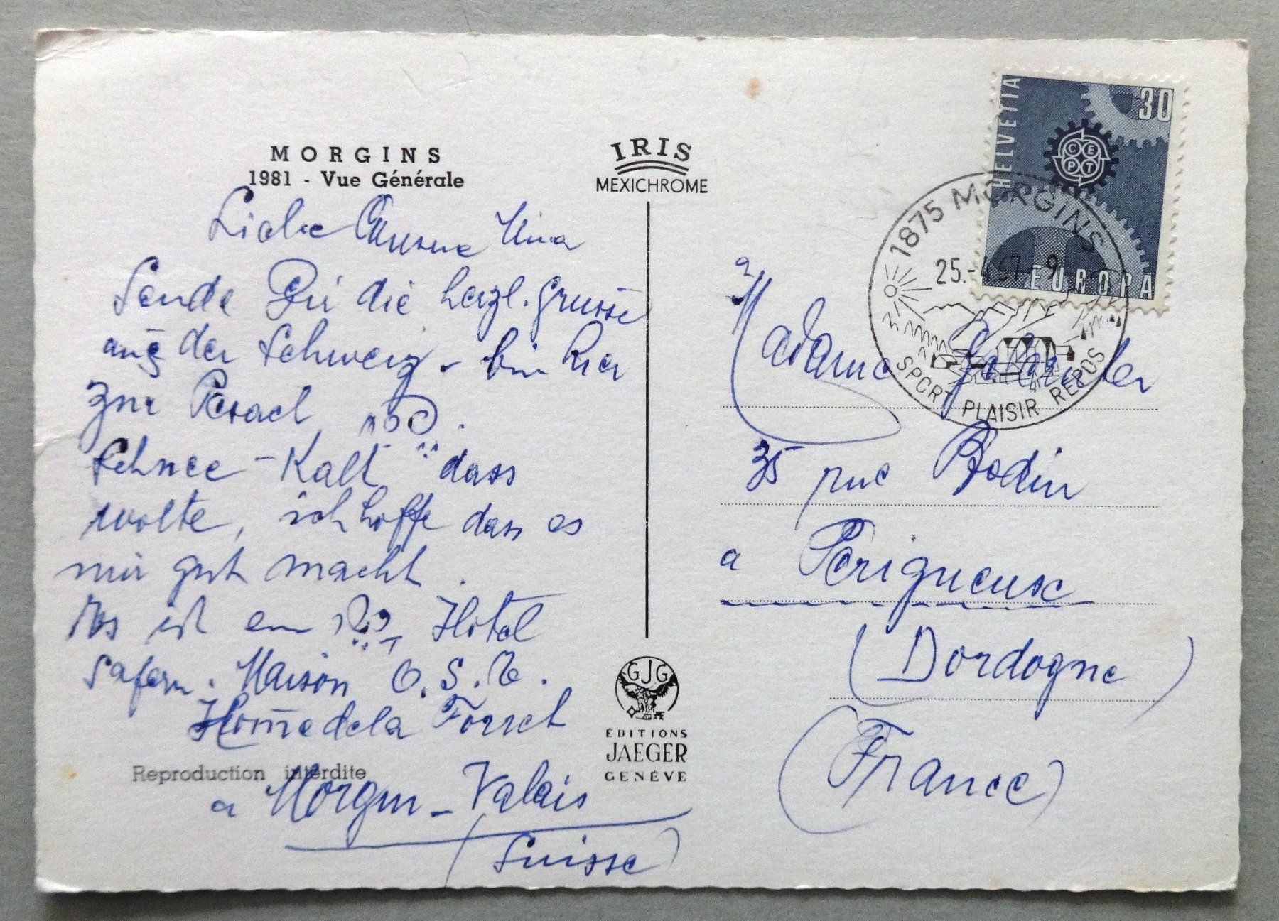 Cartoline postali: Morgins - Vue générale – Usato da Fétigny venduto da Billy2miny 1