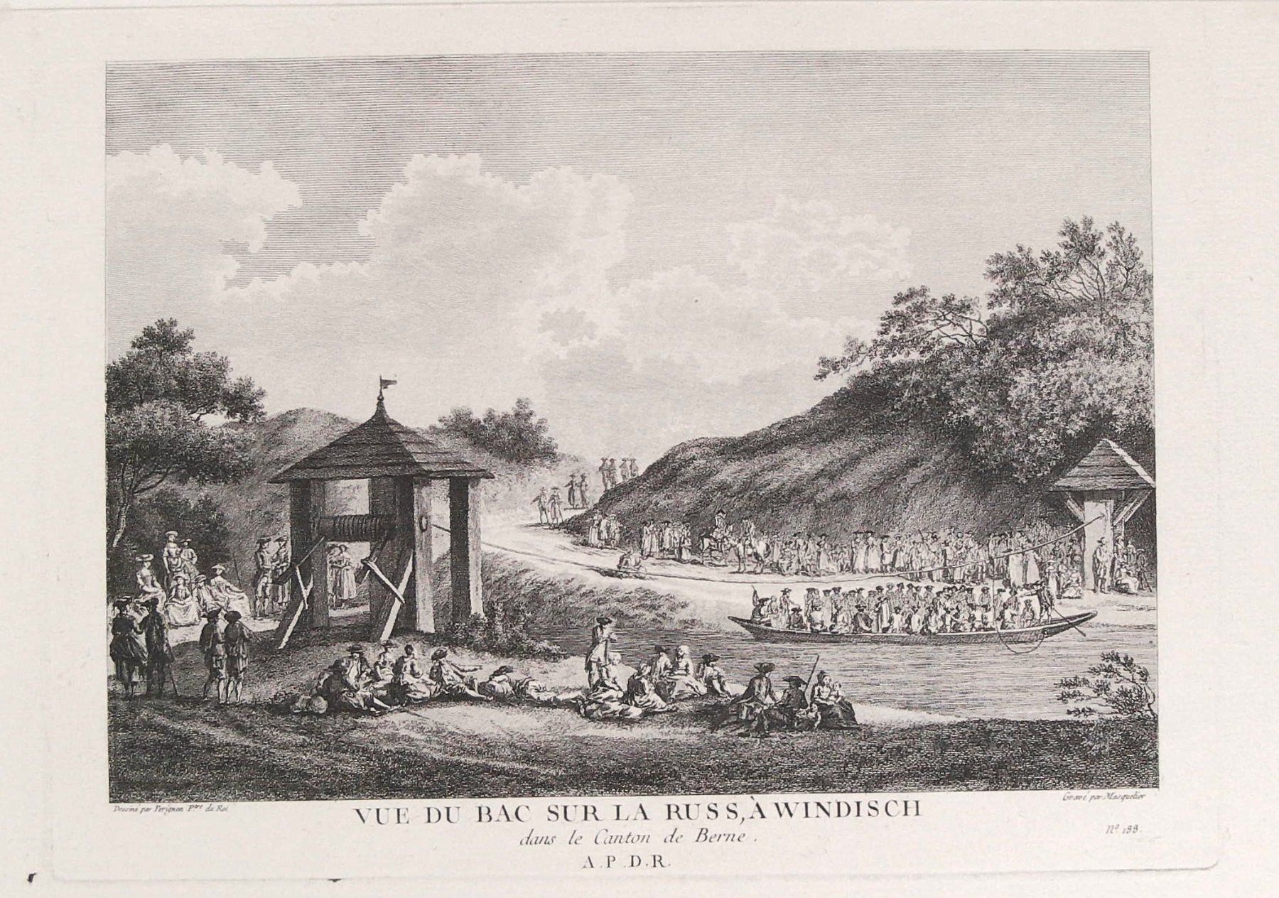 Incisioni: Windisch Fähre Originalkupferstich 1780 – Usato da Rafz venduto da Helvet32 1