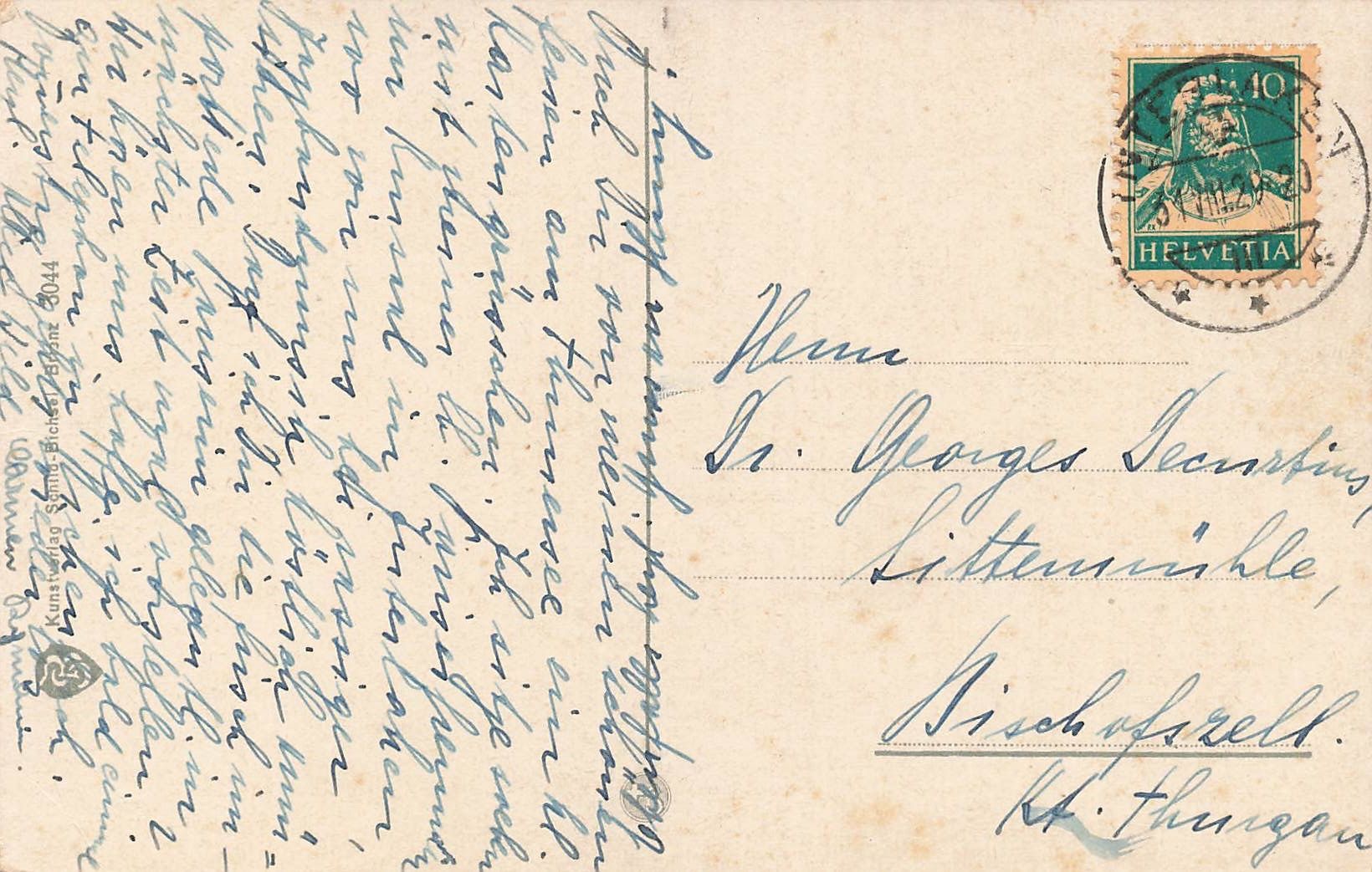 Cartoline postali: Interlaken BE Heimwehfluh Bahn mit Eiger Mönch Jungfrau – Usato da Biasca venduto da Blenio71 1
