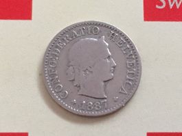 5 Rappen 1887 s-ss, nur 0,5 Mio!