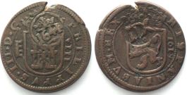 SPANIEN 12 Maravedis 1641, Gegenstempel auf 8 Maravedis 1619