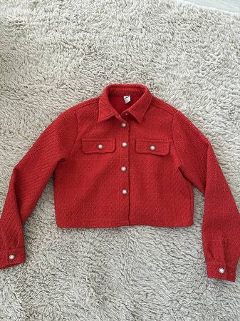 Rote Bouclé-Jacke
