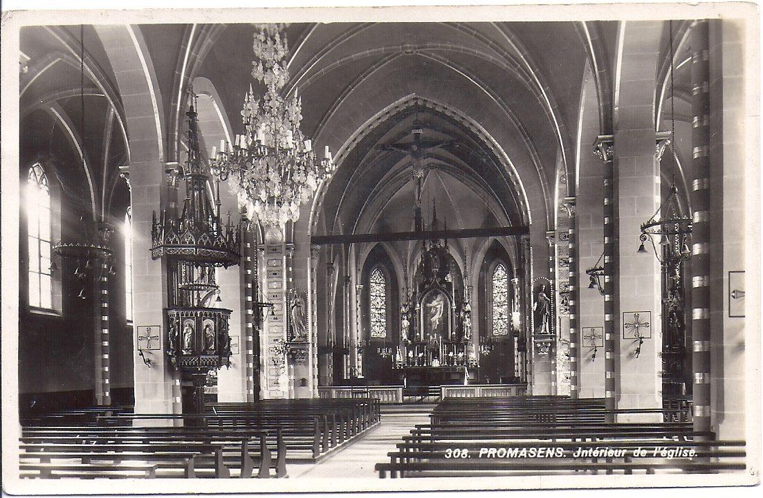 Cartoline postali: PROMASENS, intérieur de l'église – Usato da Les Verrières venduto da Scampi0