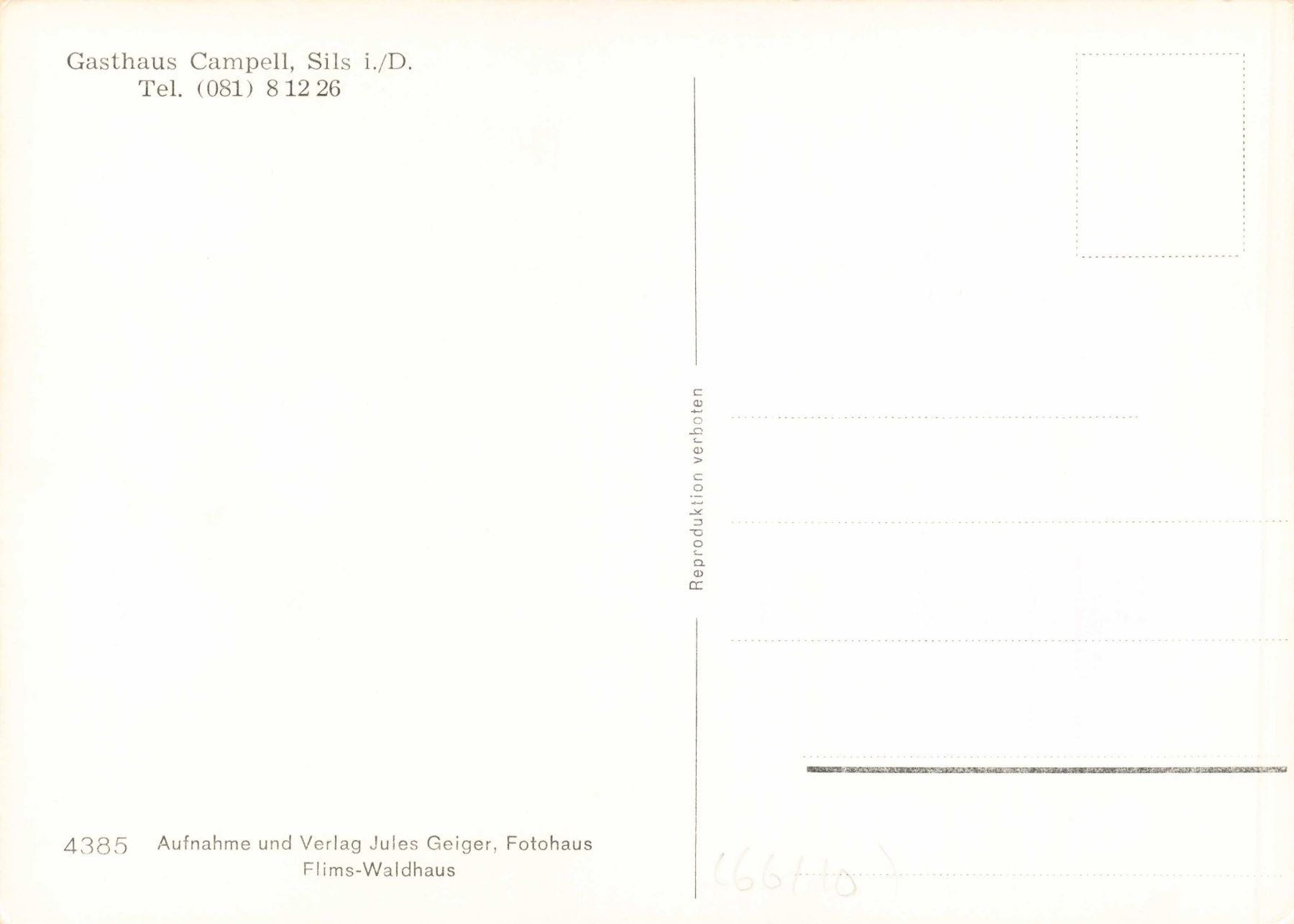 Cartoline postali: Gasthaus campell sils G – Usato da Biasca venduto da Blenio71 1