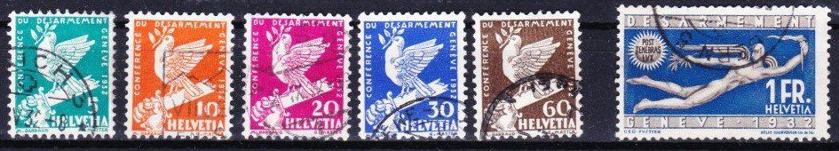 Tutti i francobolli: Série 6 timbres - SUISSE -  1932 - Obl. – Usato da Blonay venduto da FRSU