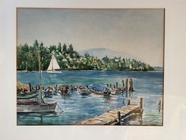 Guy PITTET. Le Léman. Aquarelle. 1961
