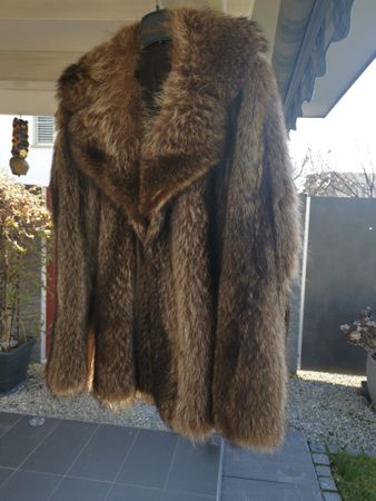 Edle echt Pelz Jacke Waschbär, warm für kalte Tage