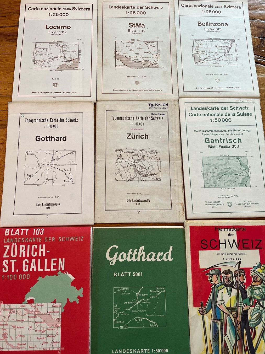 Cartine & Atlanti: 9 Alte Schweizer Karten ab 1947 – Usato da Walenstadt venduto da Stregab