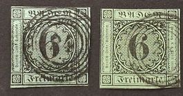 Baden Mi-Nr.6 a/b  gestempelt  170 Fr