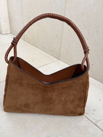 Staud Handtasche mit Riemen, braun, wildleder, neu
