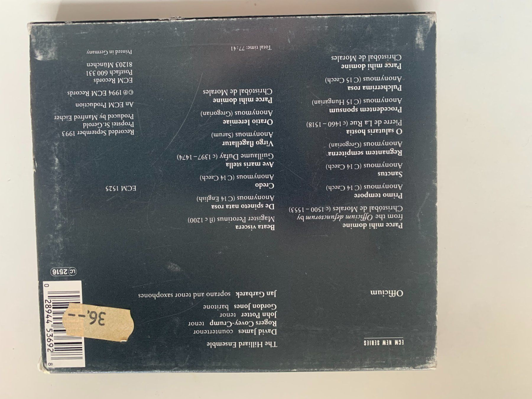 CD: Jan Garbarek - Officium - The Hilliard Ensemble – Usato da Lanzenhäusern venduto da agu01 1