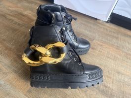 CARINII Damen Leder Stiefeletten Schwarz Gr. 38