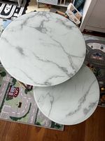Couchtische/Beistelltisch 2-Teilig glas gold/weiss