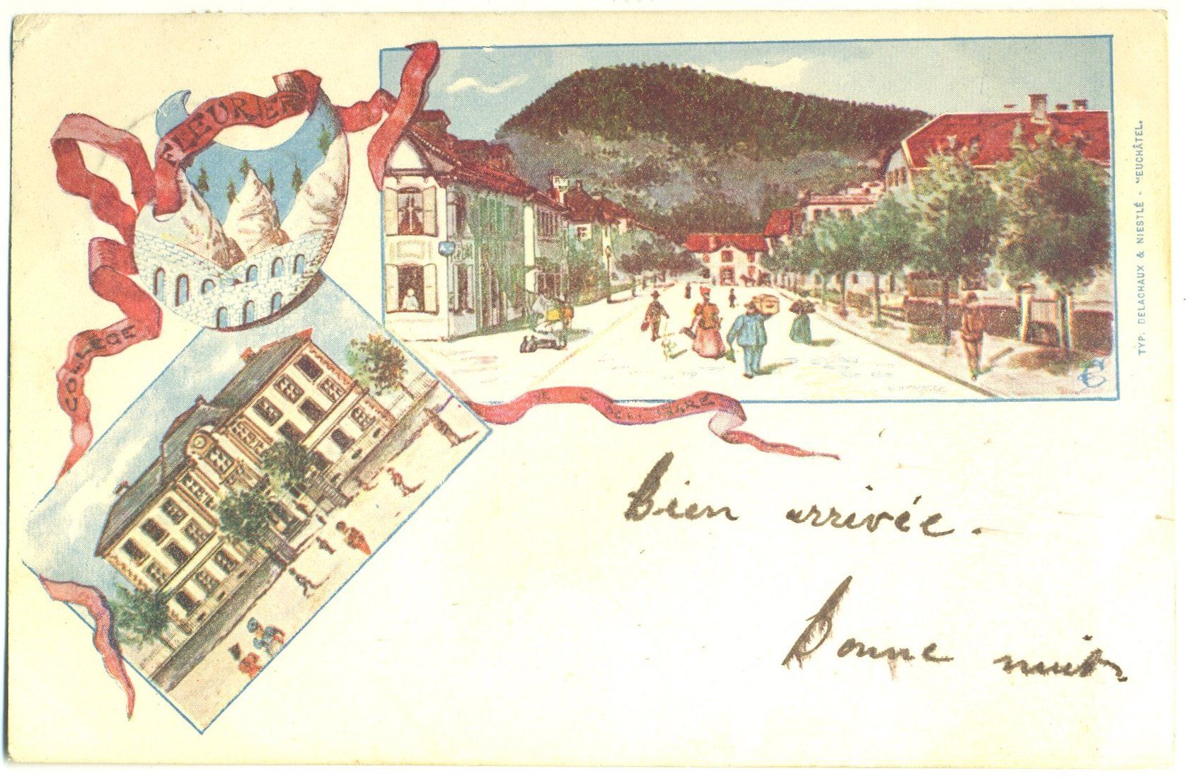 Ansichtskarten: Ecole Jean-Jacques Rousseau Fleurier. 1900 – Gebraucht aus Versoix von HELVETICA_1