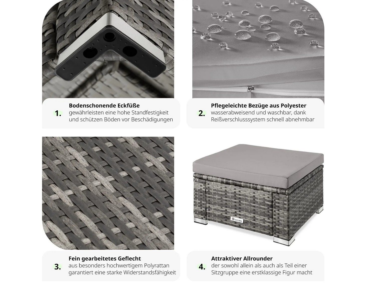 Sgabelli: Rattan Sitzhocker Bitonto schwarz/grau – Nuovo (secondo la descrizione) da Steinhausen venduto da Retourenprofis