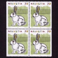 1995_791H3_Kaninchen_4erBlock TEILGEZÄHNT aus Markenheft !**