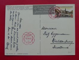 1948, B20 (Pro Patria) auf Karte mit Ausstellungs-Stempel