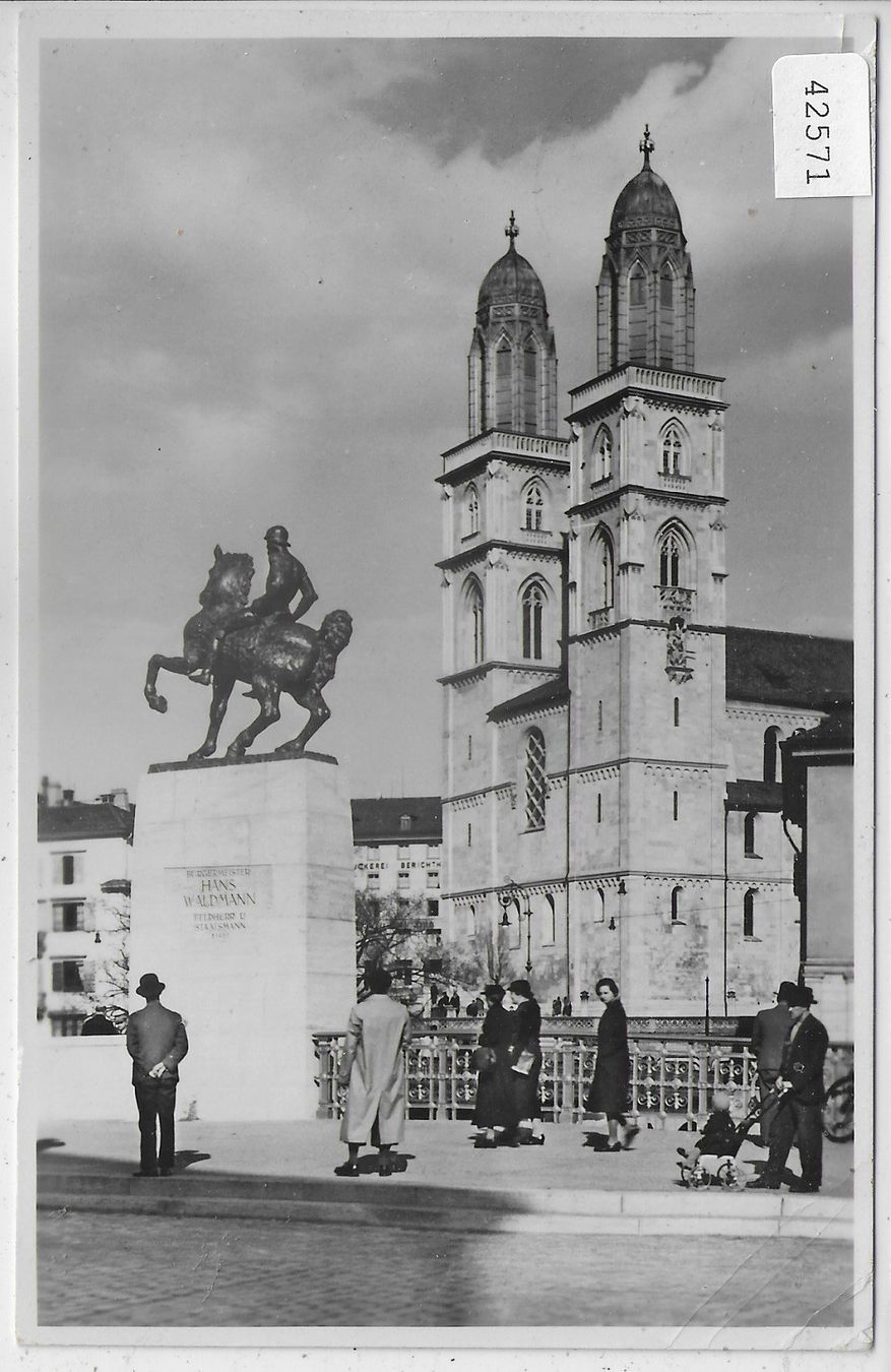 Cartoline postali: Zürich - Hans Waldmann-Denkmal - animee belebt – Usato da Ettingen venduto da Kartenplanet