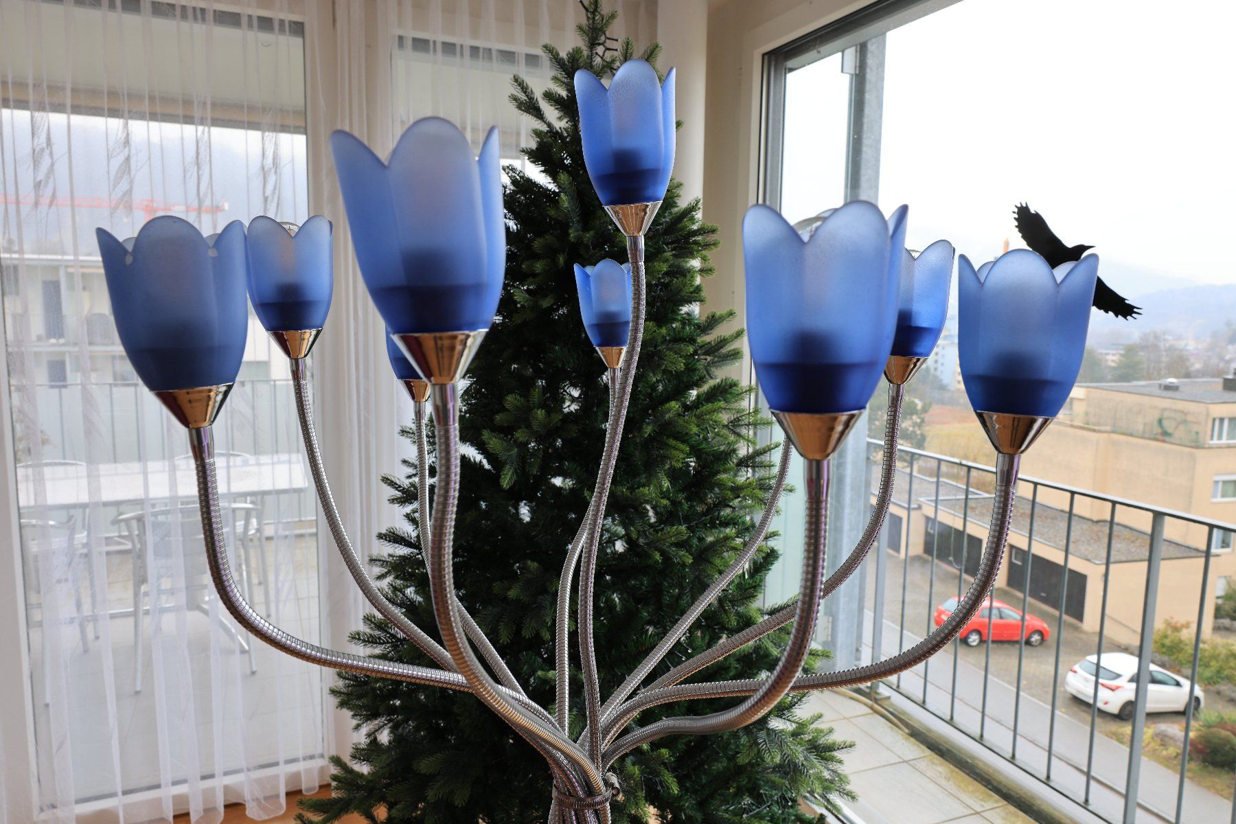 Lampen: Stehlampe im Tulpendesign blau mit Chrom – Gebraucht aus Adliswil von Making 4