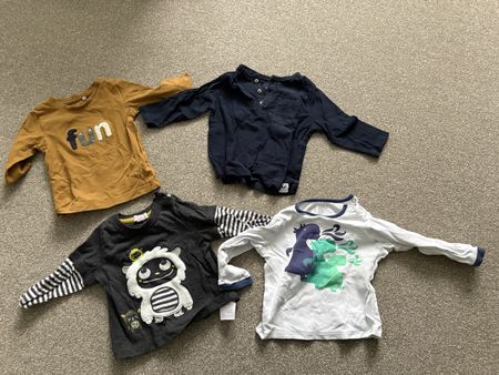 4 Langarmshirts Gr. 62-74 im Set für den Herbst