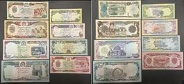 AFGHANISTAN Komplettsatz 10 bis 10000 Afghanis 1979-1993 I