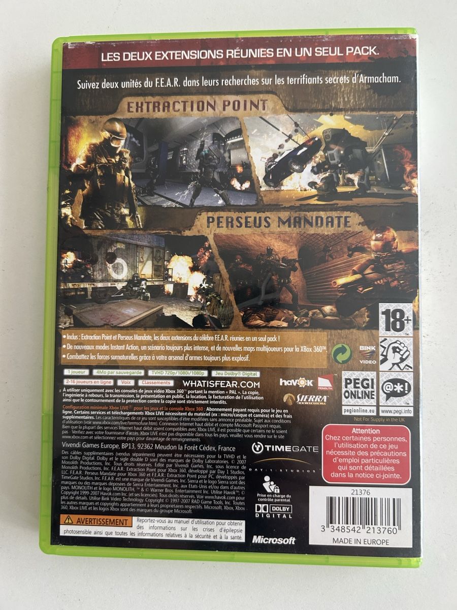 Jeux: FEAR Files cib – D'occasion à Pully par PongDayOne 1