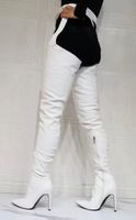 SeXy Oberschenkel lange Chaps - Overknee Stiefel weiss Gr.43