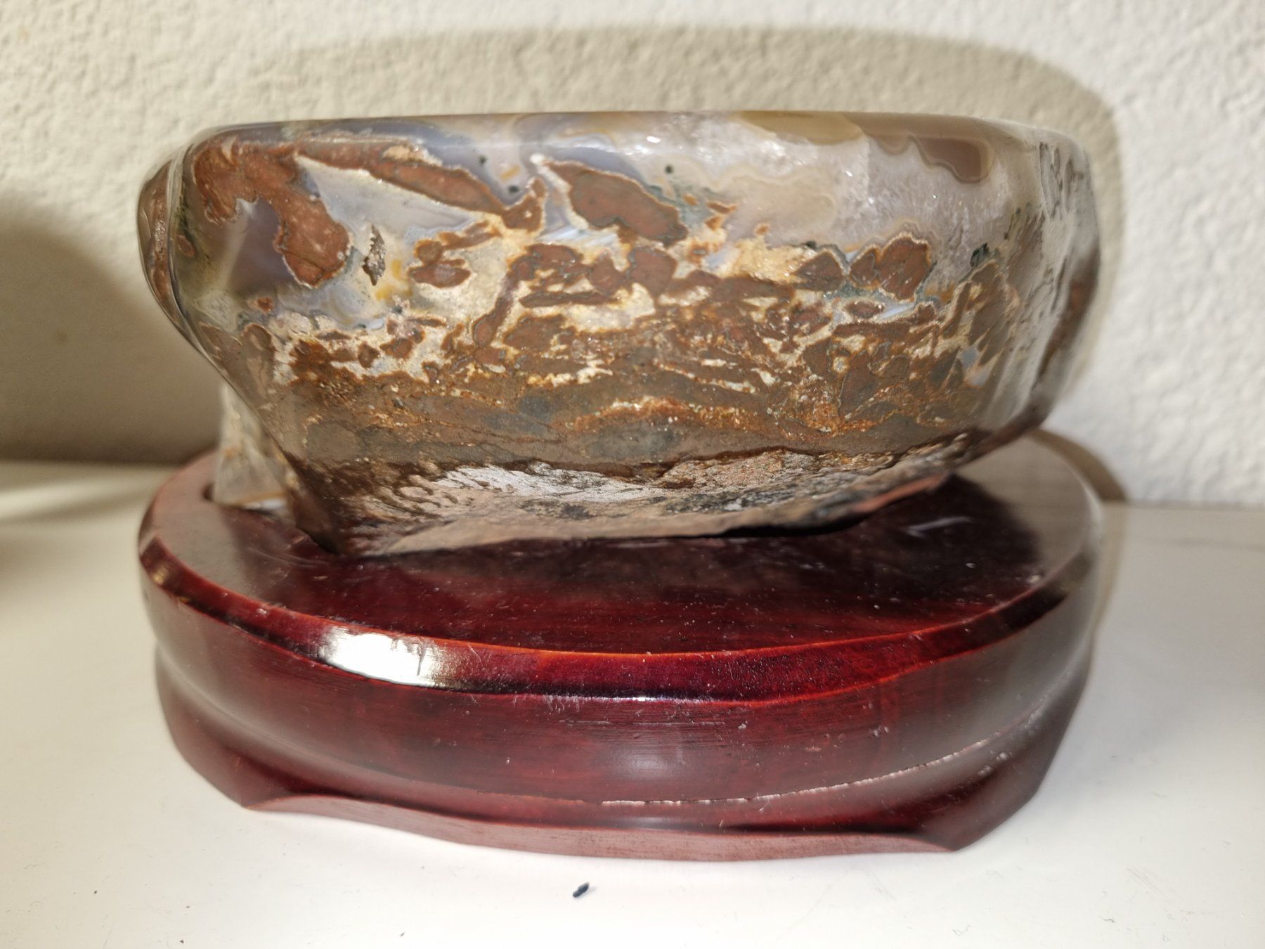 Minerali & Pietre curative: Grosse ACHAT Geode auf Holzständer – Usato da Eschenz venduto da Bibas1 6
