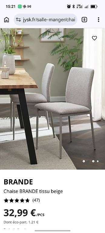Sedie: Lot de 2 chaises jysk brande – Nuovo e nell'imballaggio originale da La Tour-de-Trême venduto da tan_6xd2 1