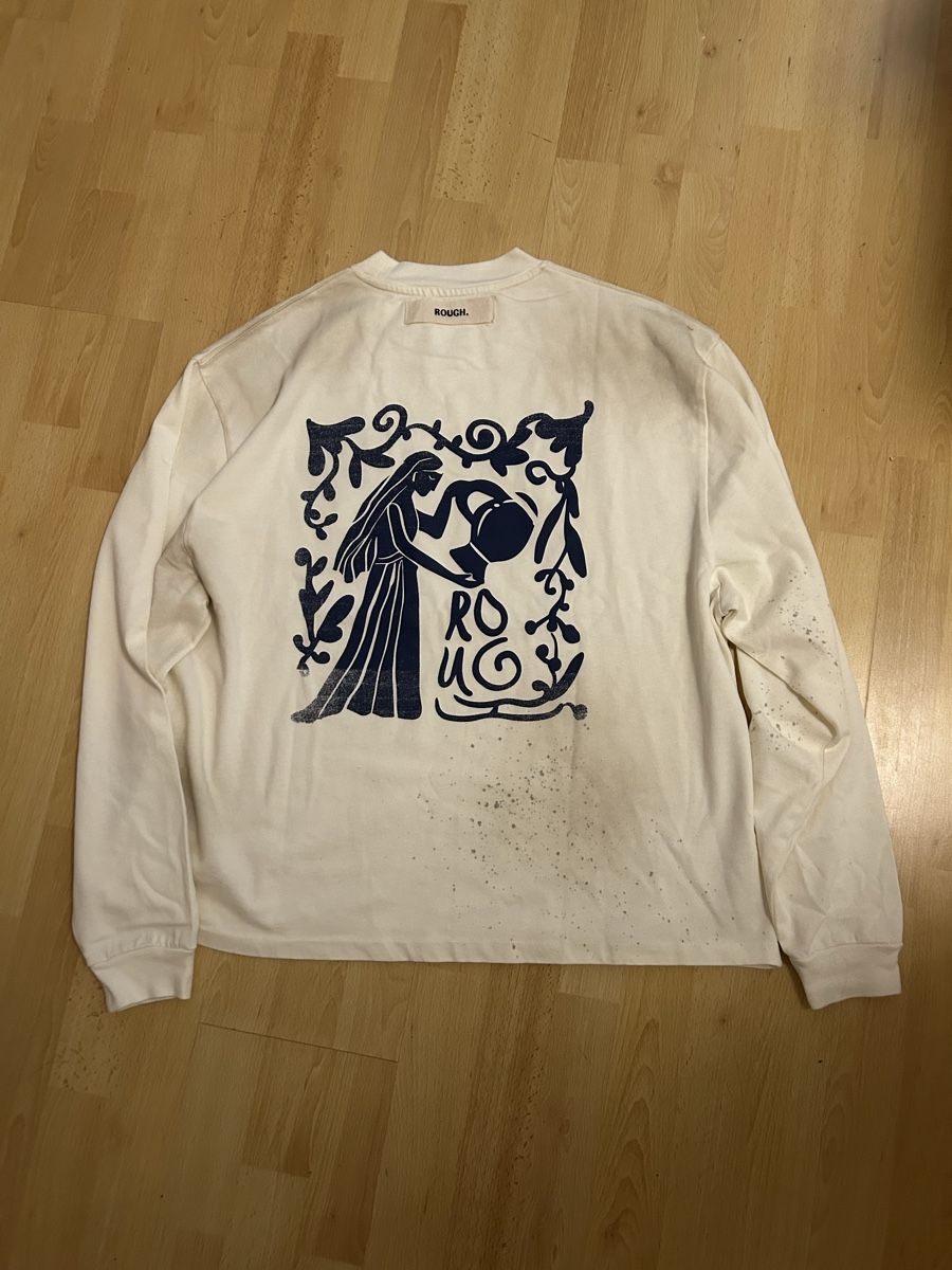 Maglioni & Felpe: ROUGH. Langarmshirt Weiss Grösse M Baumwolle mit Print – Nuovo (secondo la descrizione) da Laufen venduto da rai_s8dc