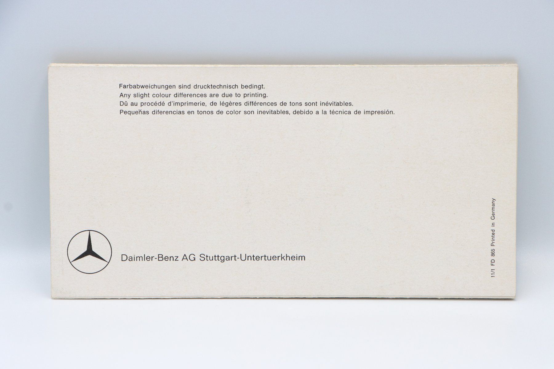 Mercedes-Benz Documenti: Mercedes Farbkarten Prospekt 1965 – Usato da Bühl b.Aarberg venduto da Collectorpassions 1