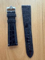 Omega Uhrenarmband, Alligator, glänzend schwarz, 20 mm, neu 