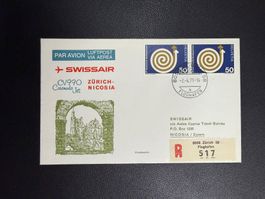 Swissair Erstflugbrief Zürich - Nicosia 1971