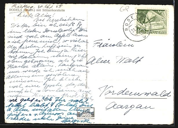 Cartes postales: Rodels /Graub., Ortsansicht mit Stätzer – D'occasion à Berlin par bartko-reher 1