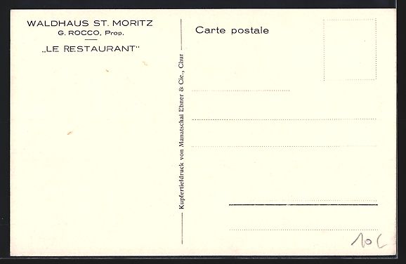 Cartoline postali: St. Moritz, Restaurant Waldhaus G. Rocco – Usato da Berlin venduto da bartko-reher 1