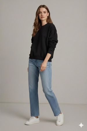 Schwarzes Baumwolle/Polyester Rundhals-Sweatshirt - Größe S