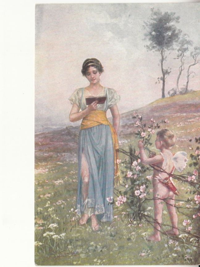 Cartoline postali: Kitschkarte Heidenröslein, ca. 1920 – Usato da Bürglen TG venduto da StampGraf