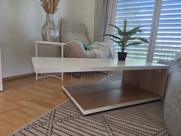 Couchtisch weiss Holz / Glas