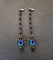 Pendants d'oreilles fantaisie noir/bleu