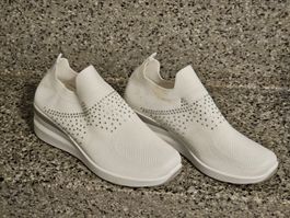 Weisse Damenschuhe Gr 39 mit Strass, "LULU" NEU, Italy