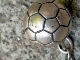 Fussball Silber 800 Schlüsselanhänger / Schmuck Anhänger