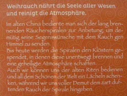 Kerzen: Räucherspirale - Weihrauch – Neu und originalverpackt aus Mauren von Yeelen 2