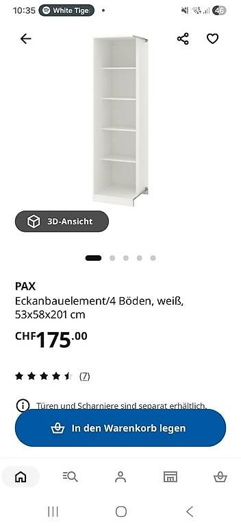 Ikea Armadi: Pax Eckelement – Usato da Herrenschwanden venduto da car_jp6l