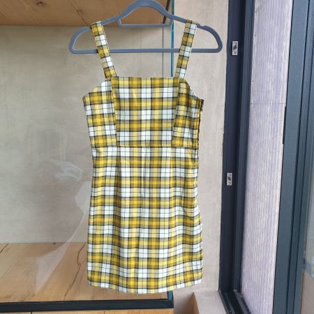 🐸 TARTAN SOMMERKLEID 34 KLEID KARIERT SCHOTTENMUSTER GELB